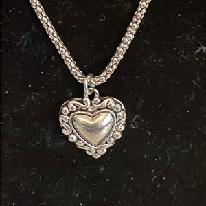 16.5” Contempo Collection silver plated Omega chain necklace & heart pendant